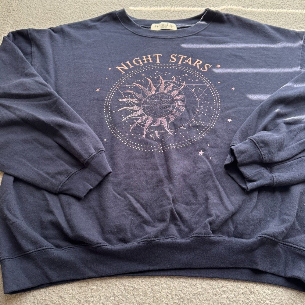 Wound Up Night Stars Long‎ Sleeve Sweater Navy Men's 3XL Tee  Adult Sweatshirt
